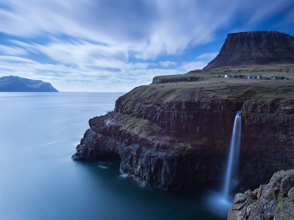Photo: The village of Gásadalur in the Faroe Islands